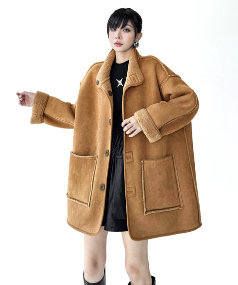 Shearling Texture Oversized Coat