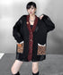 Fringe Patchwork Knit Cardigan