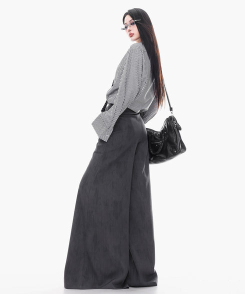 Vintage Wash Wide Belt Pants