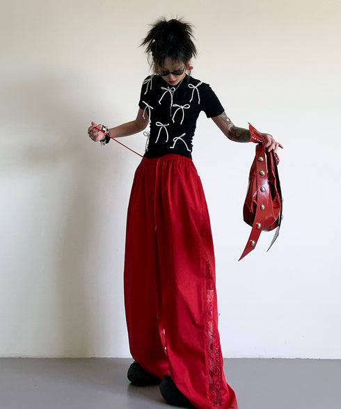 Lace Line Wide Pants