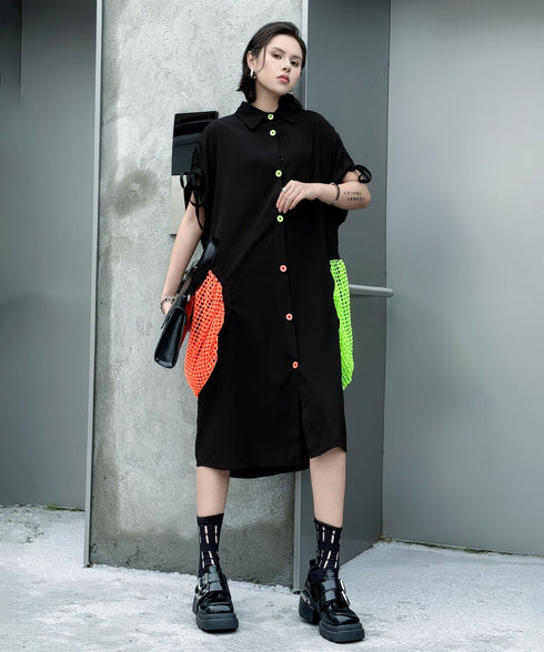 Neon Pocket Shirt Dress