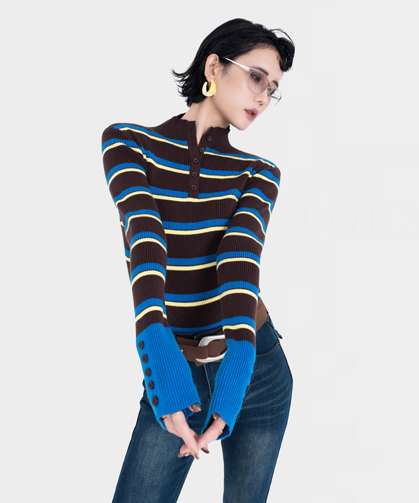 Stripe Thumbhole Rib Top