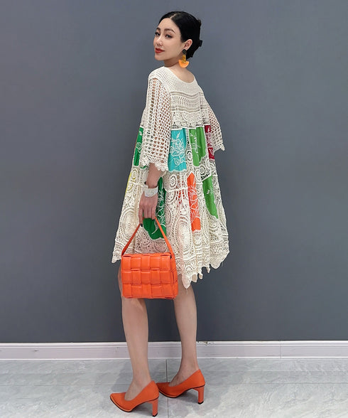 Crochet Flower Block Dress