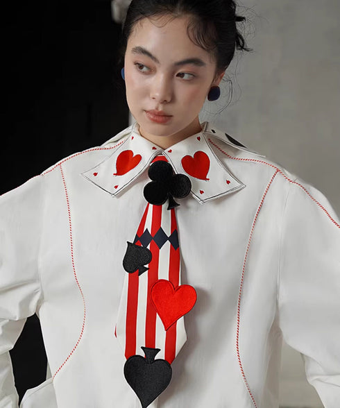 Card Stripe Applique Narrow Tie