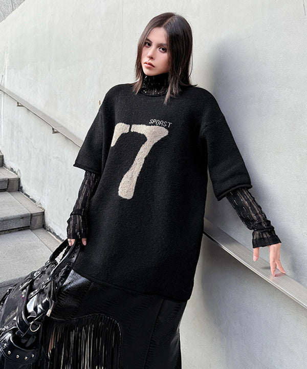 Frayed Contrast Knit Top