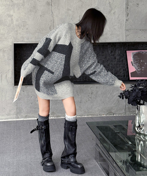 Abstract Block Knit Top