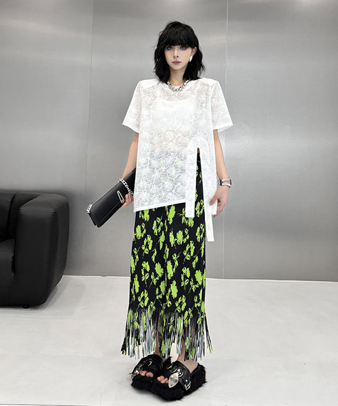 Floral Lace Slit Top