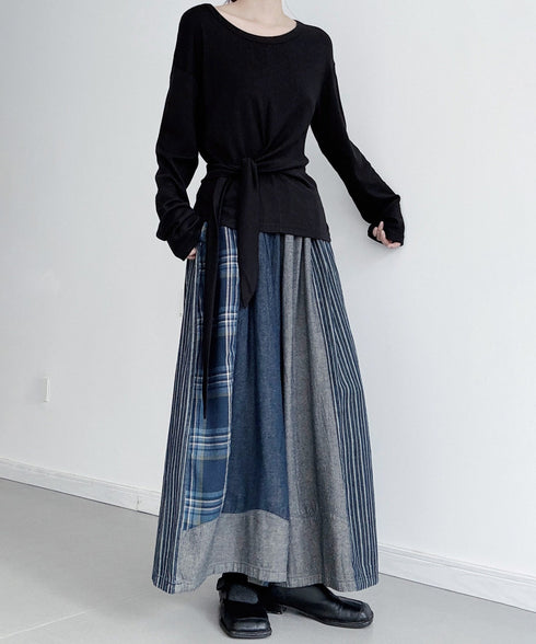 Mixed Fabric Panel Pants