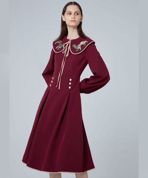 Fluid Panel Long Dress