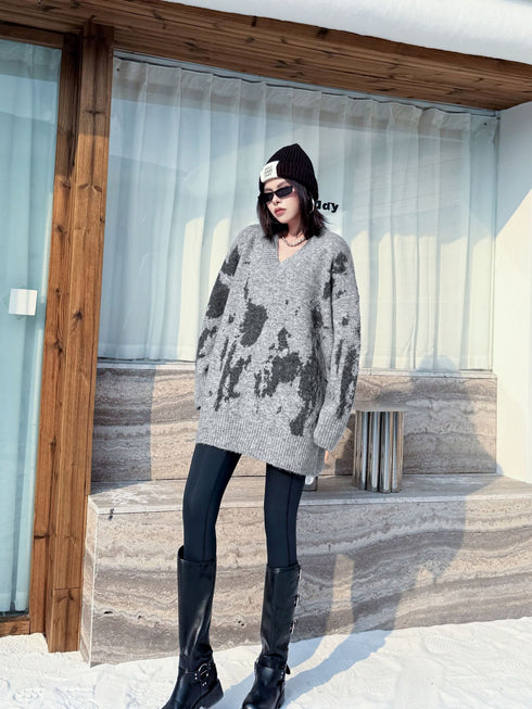 Abstract Dye Oversized Knit Top