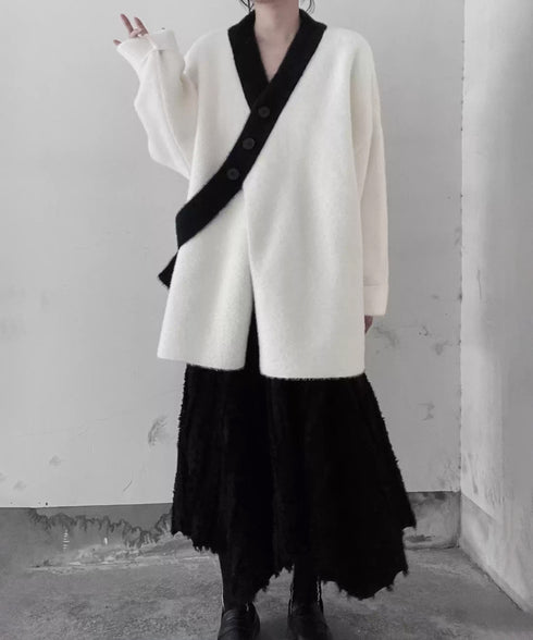 Diagonal Button Knit Top