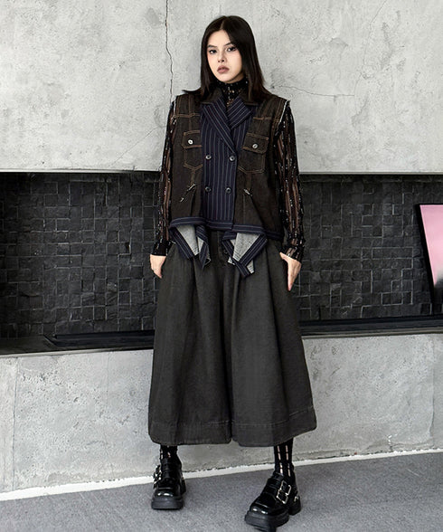 Layered Pinstripe Docking Vest