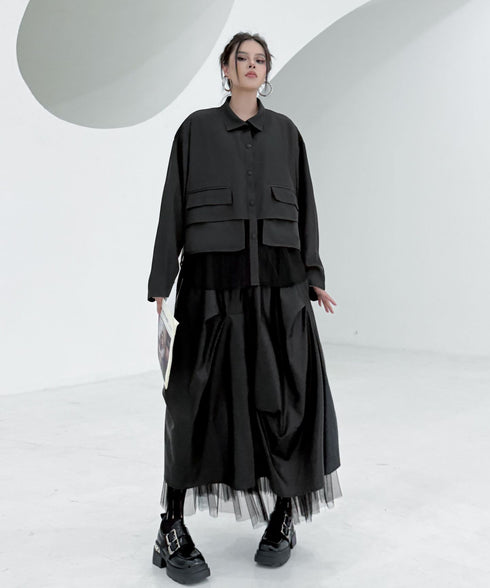 Layered Balloon Mesh Skirt