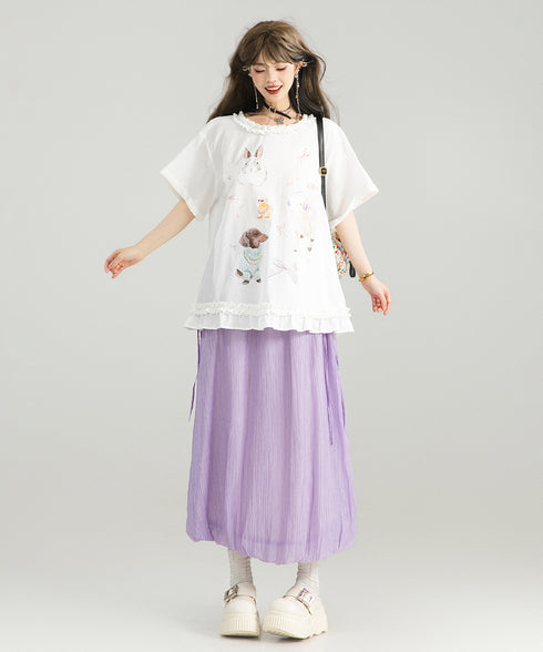 Sheer Balloon Hem Skirt