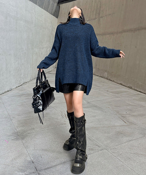 Oversized Highneck Knit Top