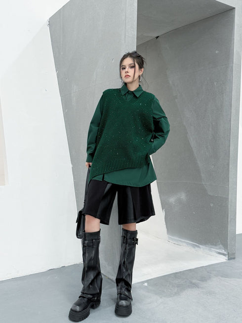 Glitter Knit Vest&Minimal Layered Shirt Series