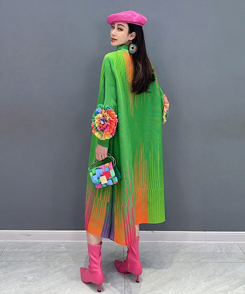 Gradient Pleats Long Dress