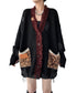Fringe Patchwork Knit Cardigan