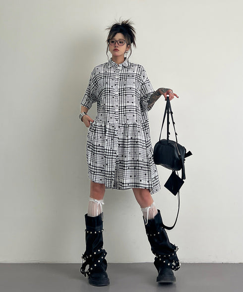 Star Monochrome Check Dress