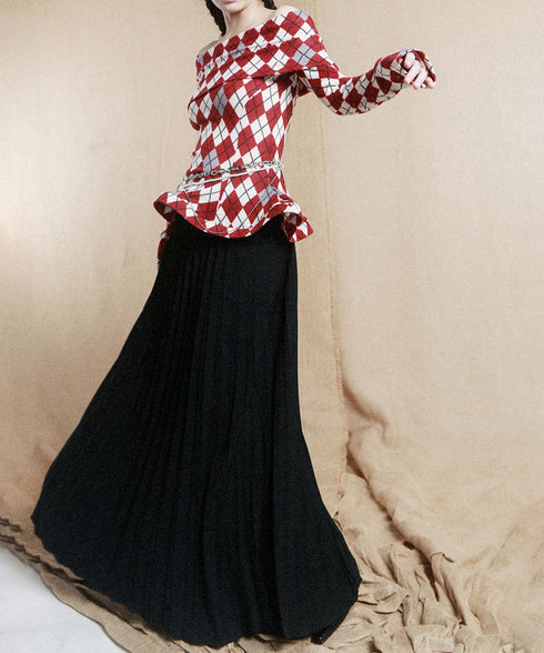 Argyle Off-Shoulder Fit Top