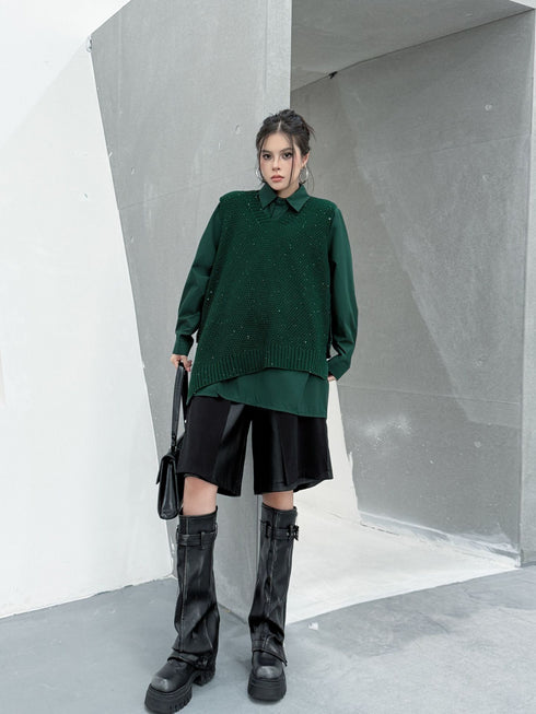 Glitter Knit Vest&Minimal Layered Shirt Series