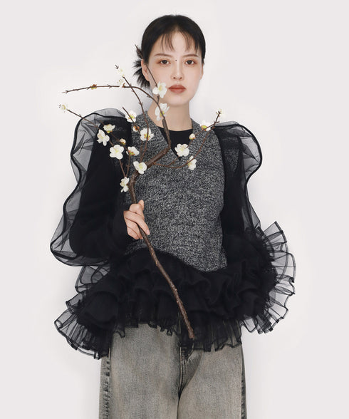 Virelle Veil Ruffle Top
