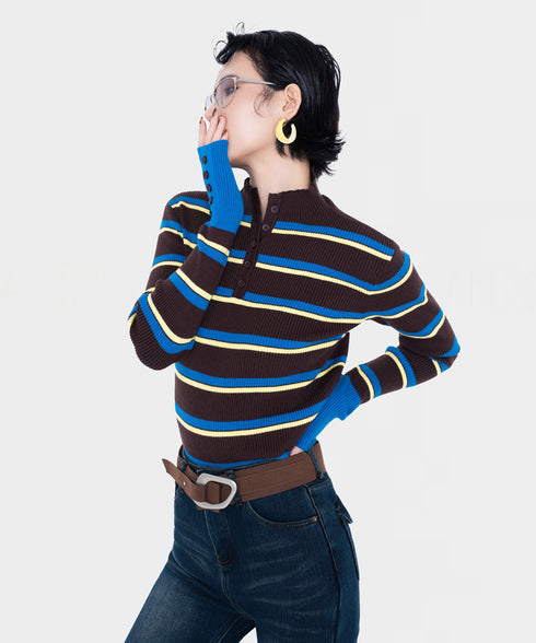 Stripe Thumbhole Rib Top
