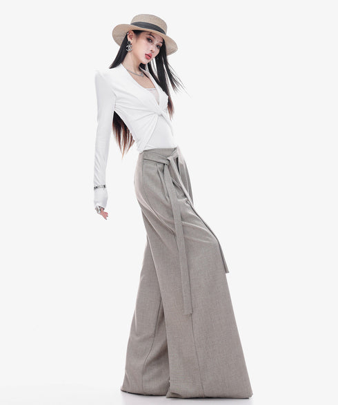 Drape Belt Wide Slacks