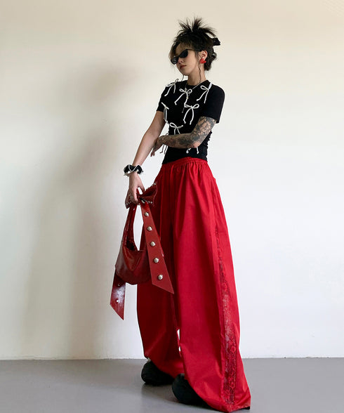 Lace Line Wide Pants