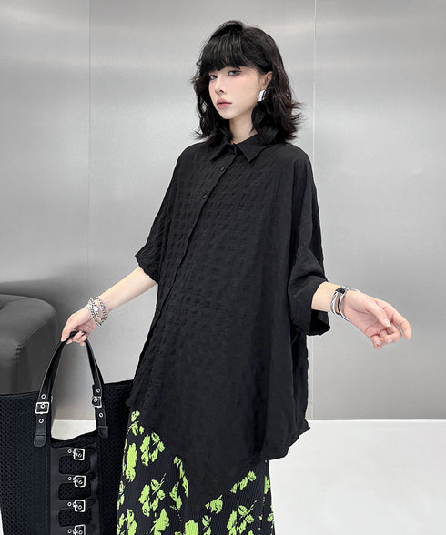 Side Button Hem Blouse