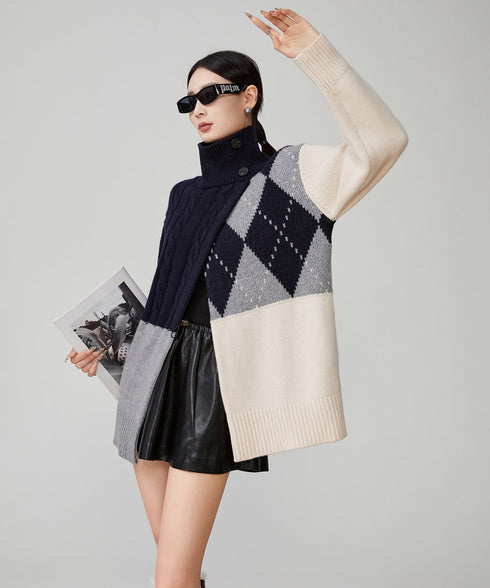 Argyle Cable Highneck Knit