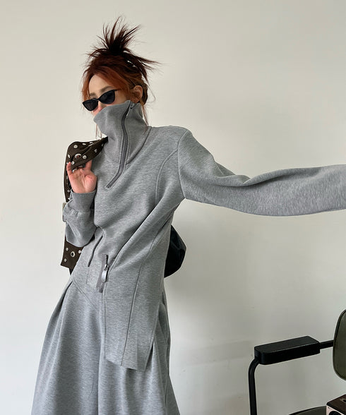 Zip Detail Top & Wide Pleated Pants Series