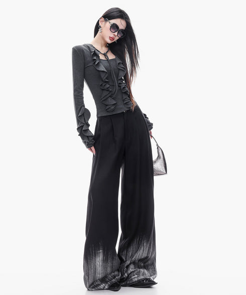 Ruffle Trim Slim Fit Top