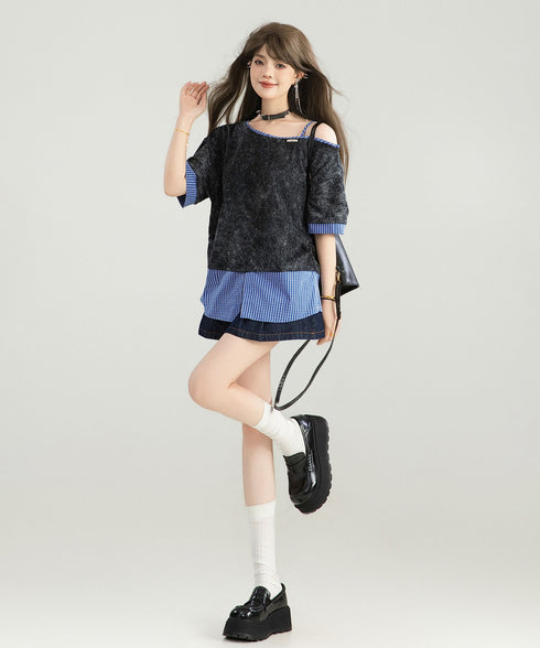 Layered Collar Contrast Top