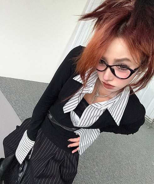Stripe Layered Top & Wide Pinstripe Pants Series