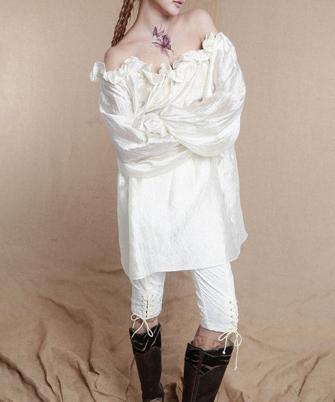 Frill Off-Shoulder Sheer Top