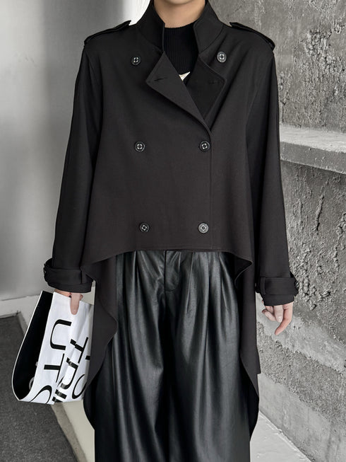 High Neck Draped Trench Coat