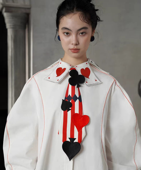 Card Stripe Applique Narrow Tie