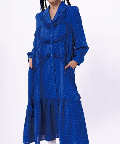 Ribbon Applique Shirt Dress