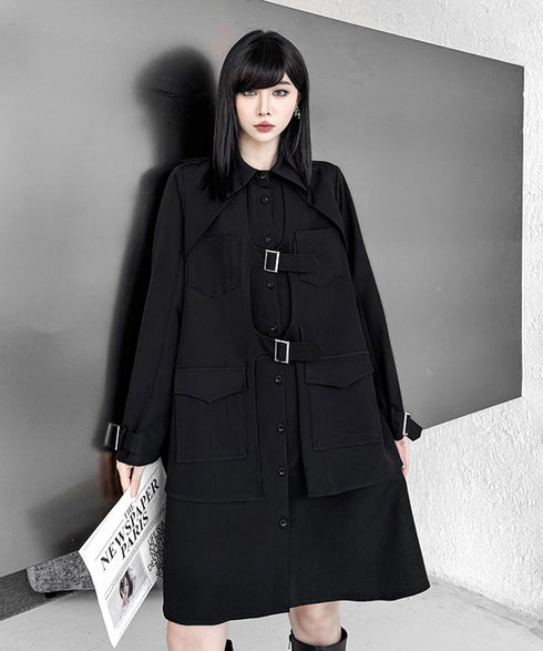 Buckle Layer Shirt Dress