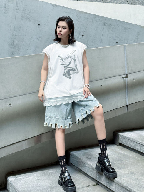 Mesh Overlay Graphic Tank