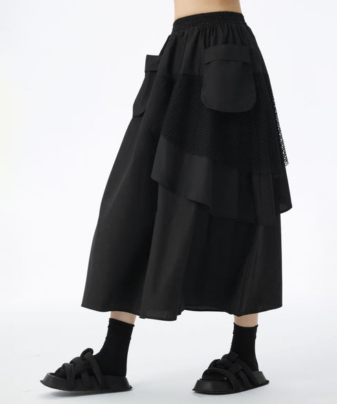 Layered Mesh Flap Skirt