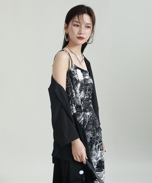 Graphic Slit Camisole Dress