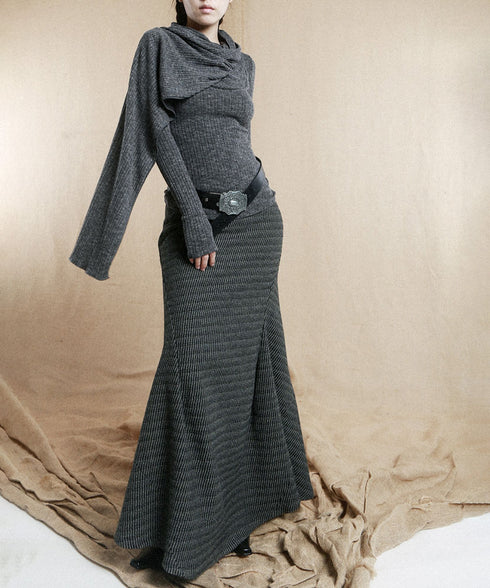 Hooded Rib Drape Top