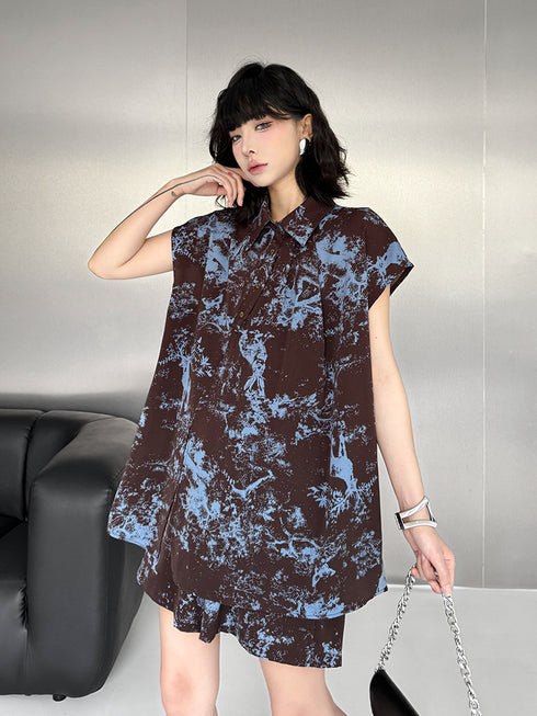 Forest Blur Blouse & Shorts Co-ord