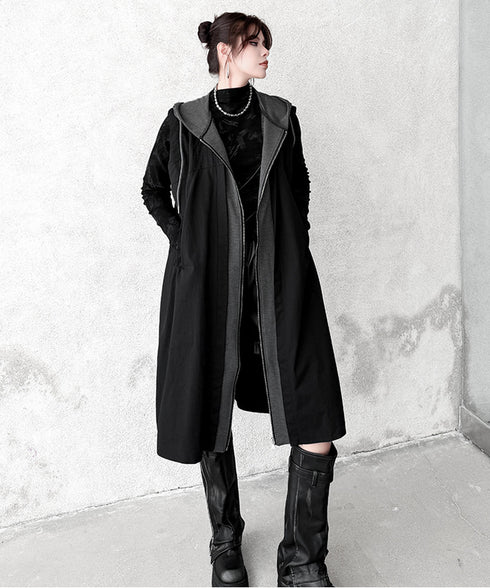 Hood Frame Long Vest