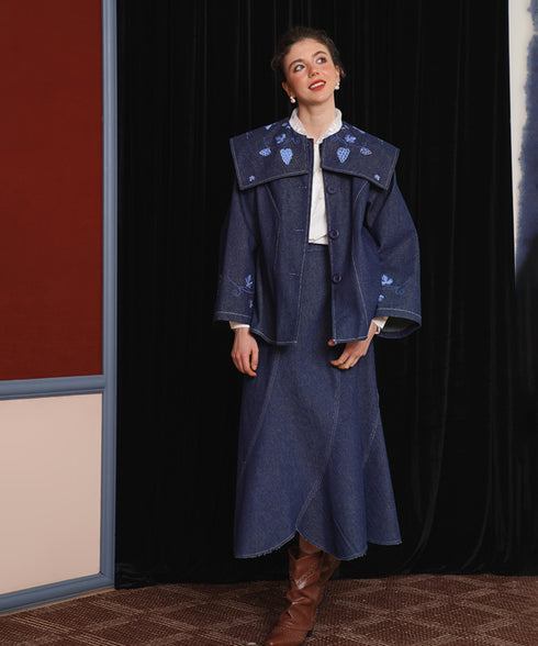 Curve Cut Denim Skirt