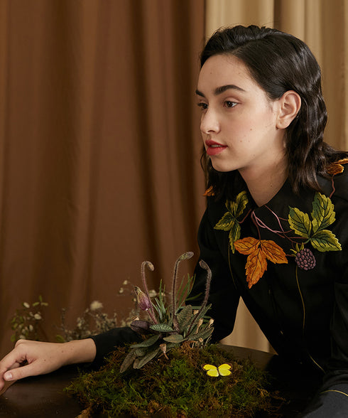 Berry Vine Embroidered Blouse