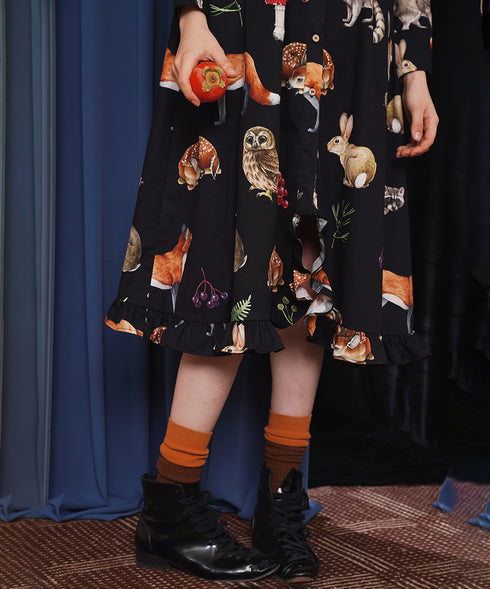 Forest Animal Printed Dress
