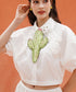Cactus Cutwork Puff Sleeve Blouse